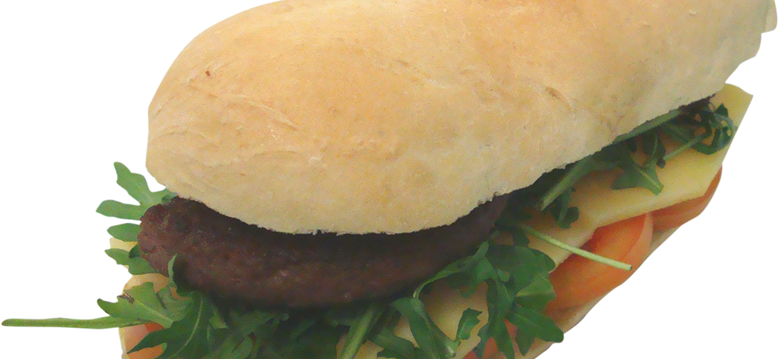 Hamburger Di Castrato Con Pomodoro, Formaggio e Rucola