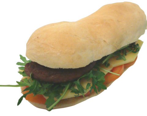 Hamburger Di Castrato Con Pomodoro, Formaggio e Rucola